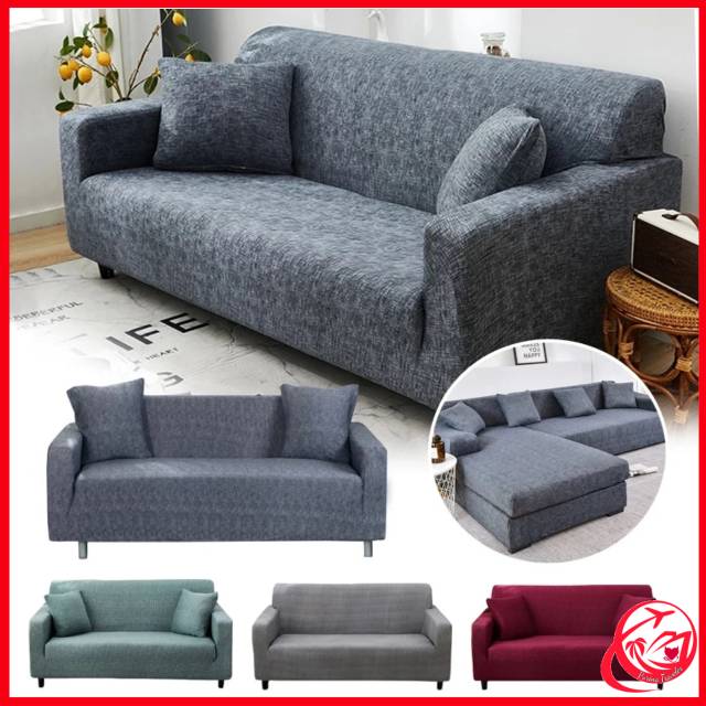 Sarung Dekorasi Penutup Sofa Ruang Tamu Anti Slip | Cover Polyster Pembungkus Sofa Elastis E181