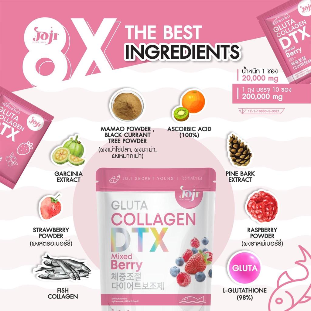 Kemasan baru JOJI SECRET GLUTA COLLAGEN DTX (PELANGSING &amp; PEMUTIH) MIXED BERRY 200,000 MG