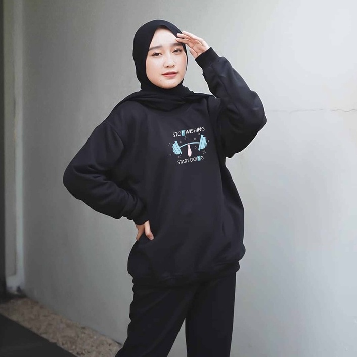 Sweater Stop Wishing Sweater Wanita Oversize