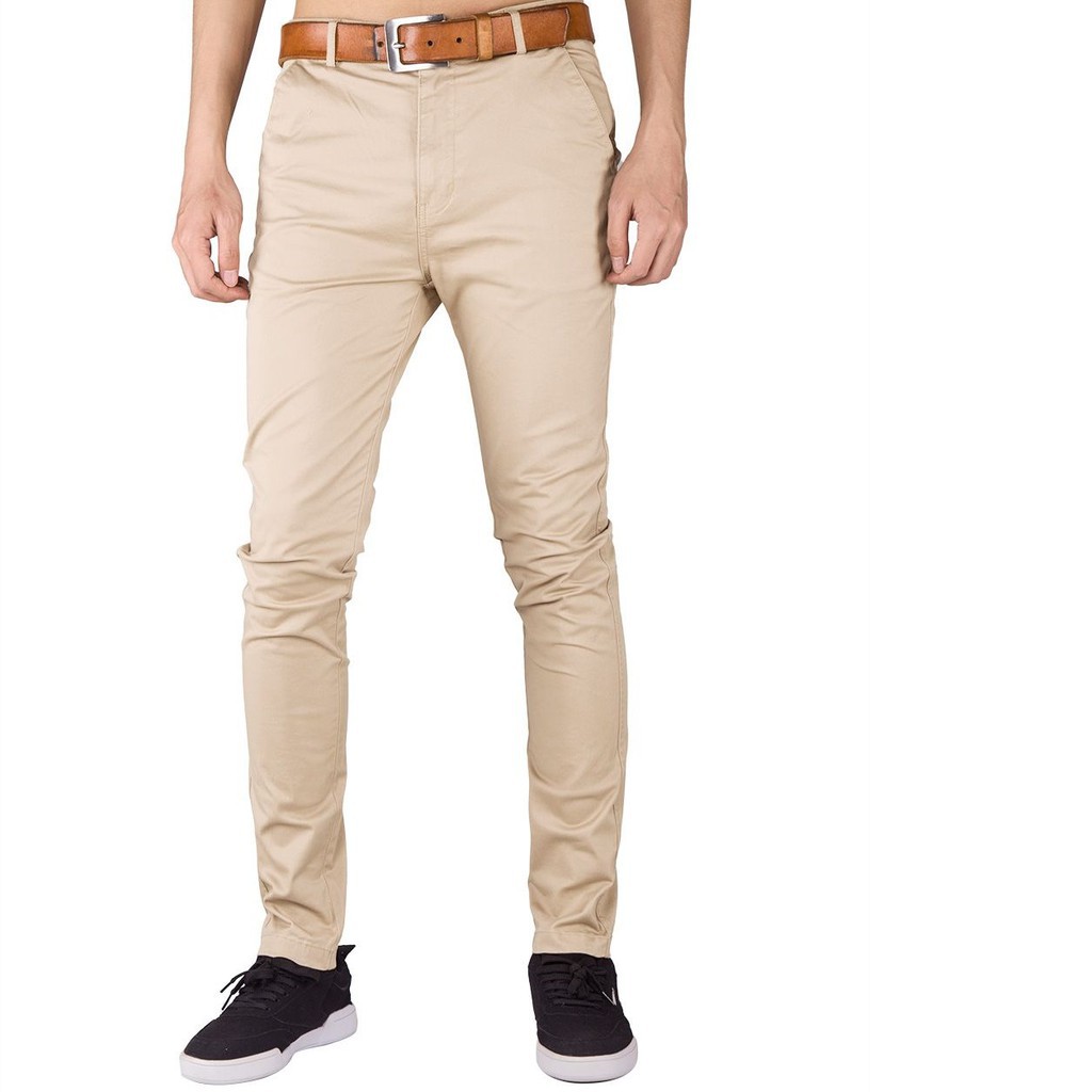 Celana chinos katun streat panjang pria