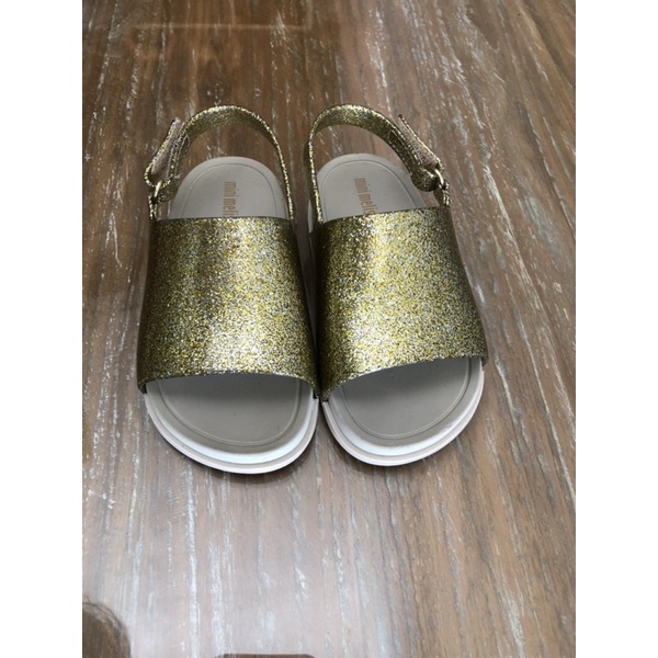 Mini melissa beach slide sandal glitter gold preloved
