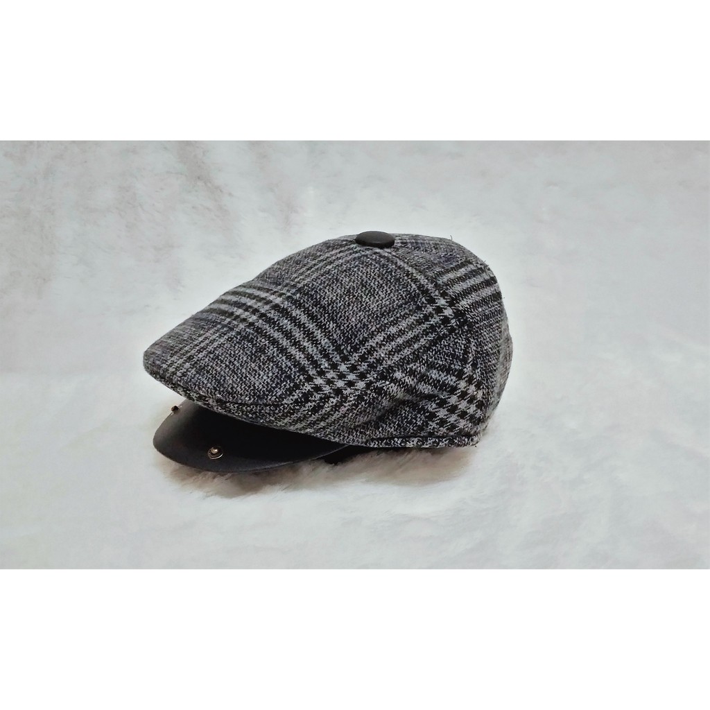 Topi Flat Caps Import Premium Tebal Square Grey
