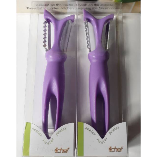 PEELER ICHEF -  ALAT KUPAS BUAH DAN SAYUR - WARNA UNGU - CERAMIC PEELER ICHEF