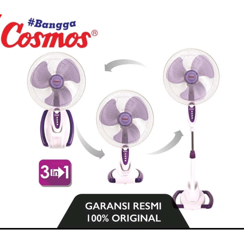 COSMOS 16 inch Kipas Angin 3in1 WADESTA Meja,Berdiri Dan Dinding 16-SO33