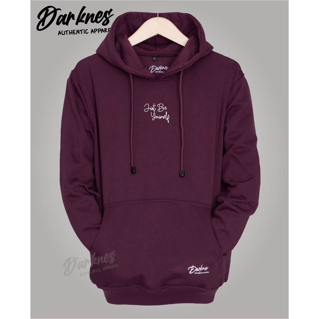 Jaket hoodie pria dan wanita COD Aesthetic list JUST BE YOURSELF warna maroon Brand Drakness original premium sweater hoodie laki laki dewasa terbaru M L XL XXL