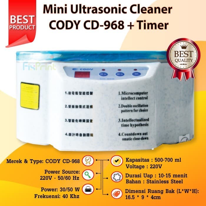 Mini Ultrasonic Cleaner DADI DA-968 + Timer Murah