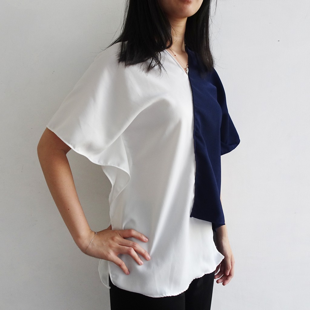 [ClothME] Hasley Kimono 2 colors Top Navy White and Tosca White