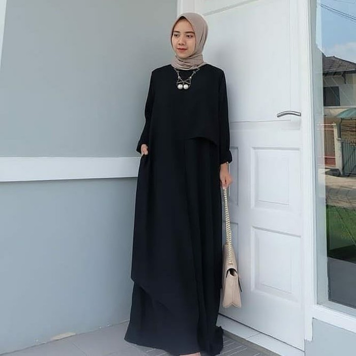 GAMIS SYARI ANNAJAH CAPUCCINO 900GR 110 140 ALLSIZE GAMIS SYARI BUSUI CADAR CREPE HQ POLOS MURAH I.