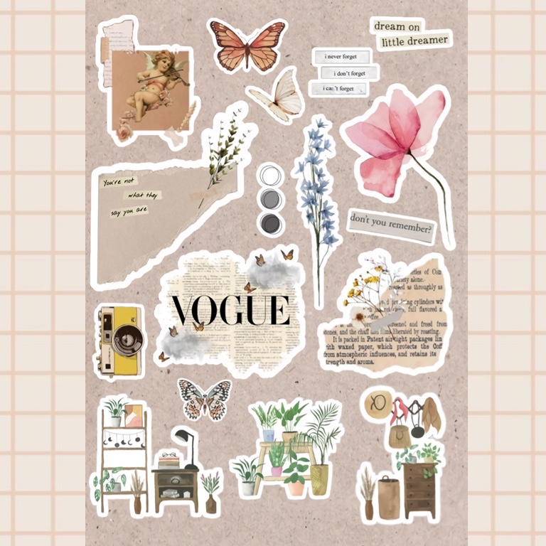 Scrapbook Jurnal Vintage Stickers 3 stiker scrapbook jurnal vintage aesthetic sticker-scrapbook 3