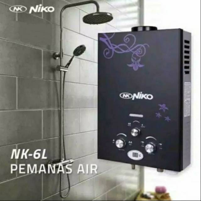 WATER HEATER GAS DIGITAL LED NIKO NK-6LD ORIGINAL HITAM 6 Liter