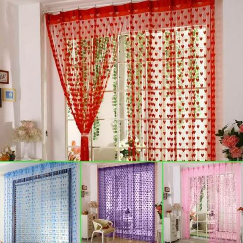 Tirai benang love jendela dekorasi hiasan pintu ruangan kamar