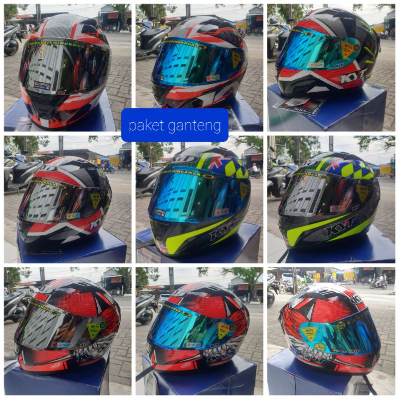 Helm KYT r10 motif_ KYT R10 Paket Ganteng