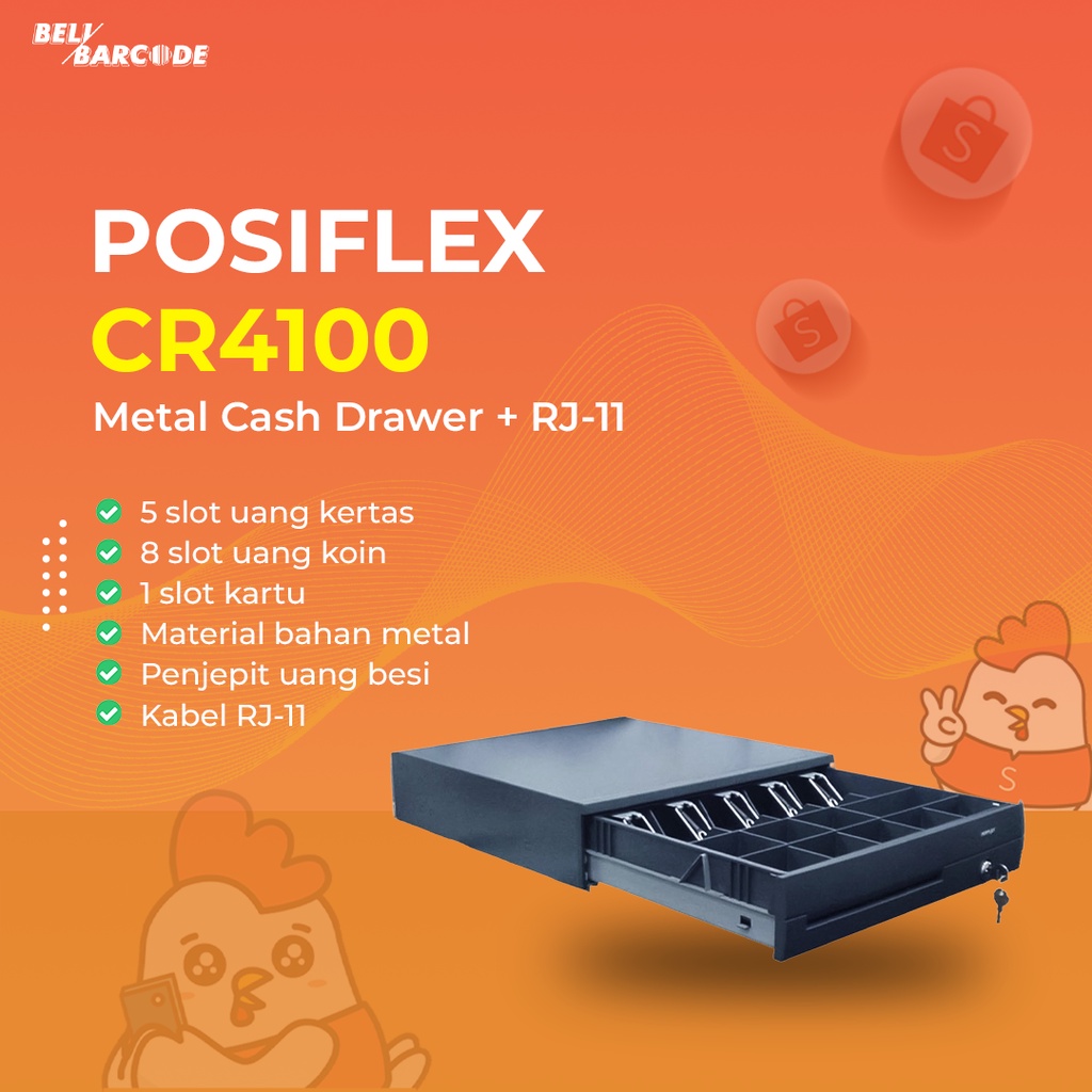 Box Hitam Laci Uang Posiflex CR4100 RJ-11 Pengganti CR4000