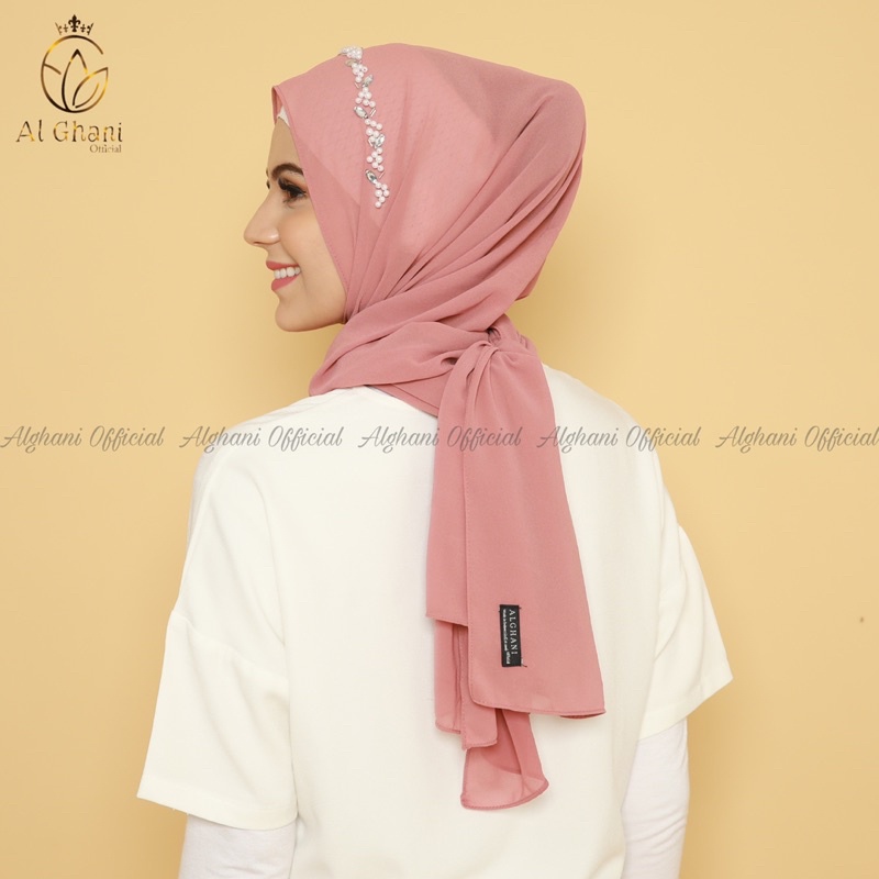 ALGHANI - PASHMINA CERUTY BABYDOLL BASIC SHAWL POLOS PAYET SWAROVSKI 180x75