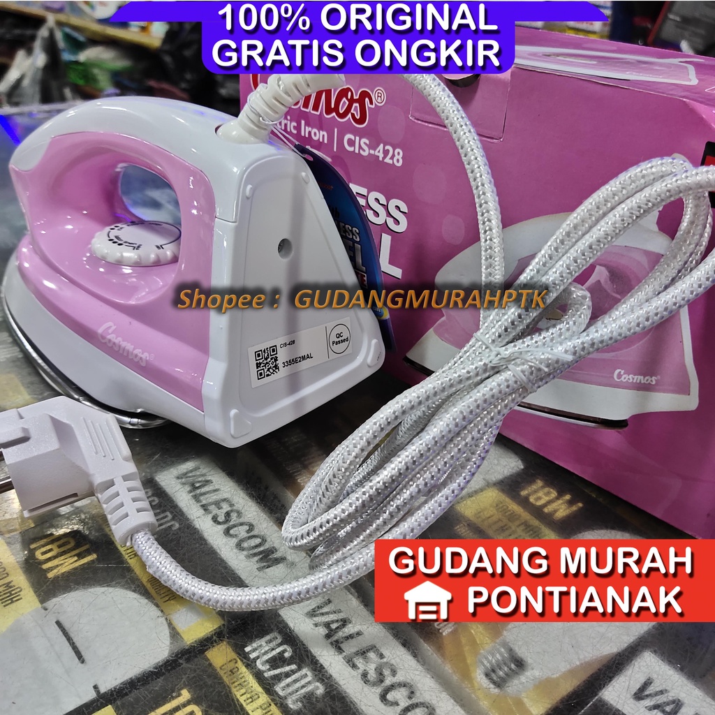 Setrika Listrik Cosmos Stainless Steel CIS 428 / CIS-428 cis428 pink stenles anti lengket