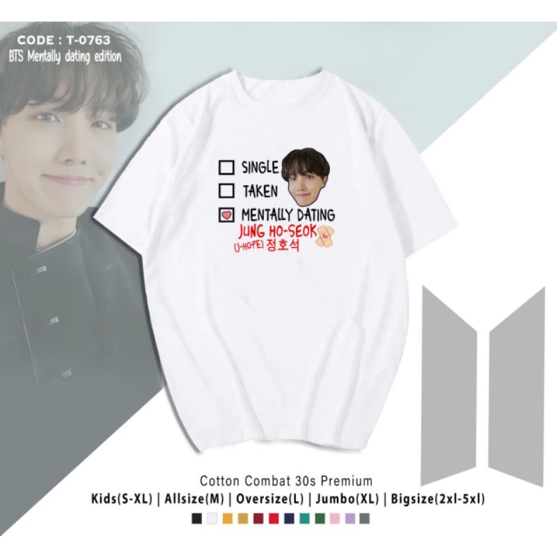 KAOS BTS MENTALLY DATING JUNGKOOK/TAEHYUNG/JIMIN/RM/JHOPE/SUGA/JIN OVERSIZE UNISEX