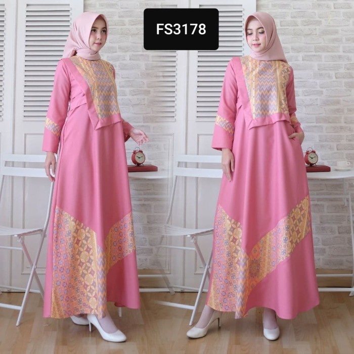 PREMIUM BAJU GAMIS KATUN HUMAIRA FS3178 - PINK, S