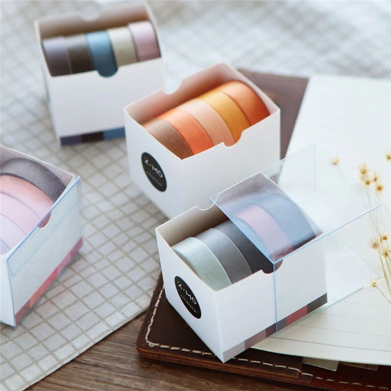 

INDORETAIL | 5 Pcs/set Warna Polos Sederhana Dekoratif Washi Tape DIY Membuat Scrapbook Masking