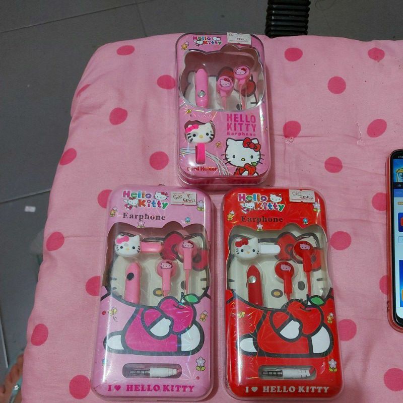 EARPHONE KITTY MIC + JEPIT /TALI KABEL
