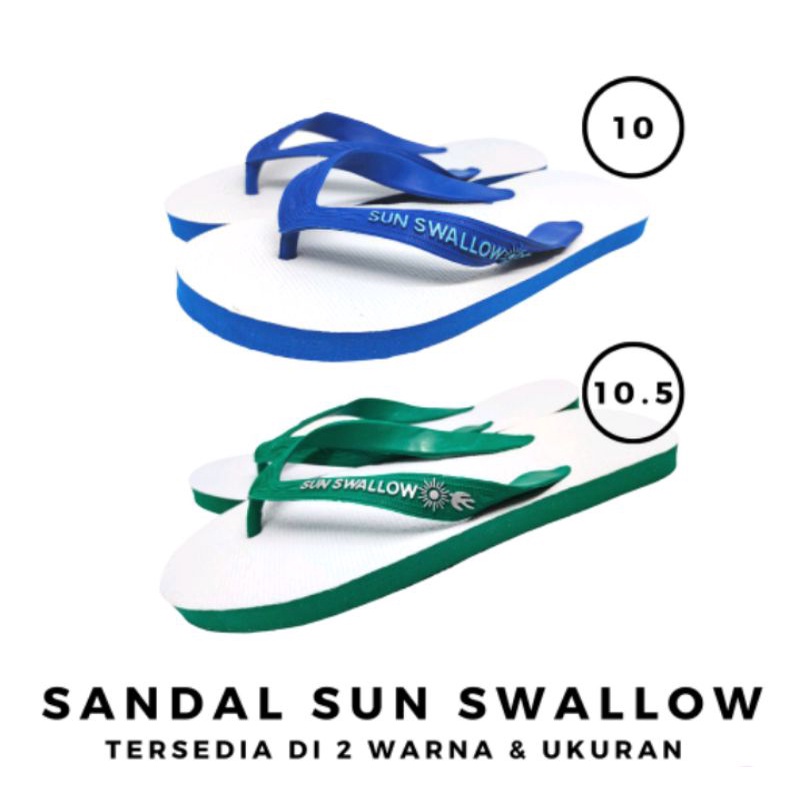 sandal jepit sun swalow no 10 / 10,5 / 11 / 12 ( 10 wana biru / 10,5  warna hijau / no : 11 / 12  biru/ hijau / 11 warna hitam swalow )