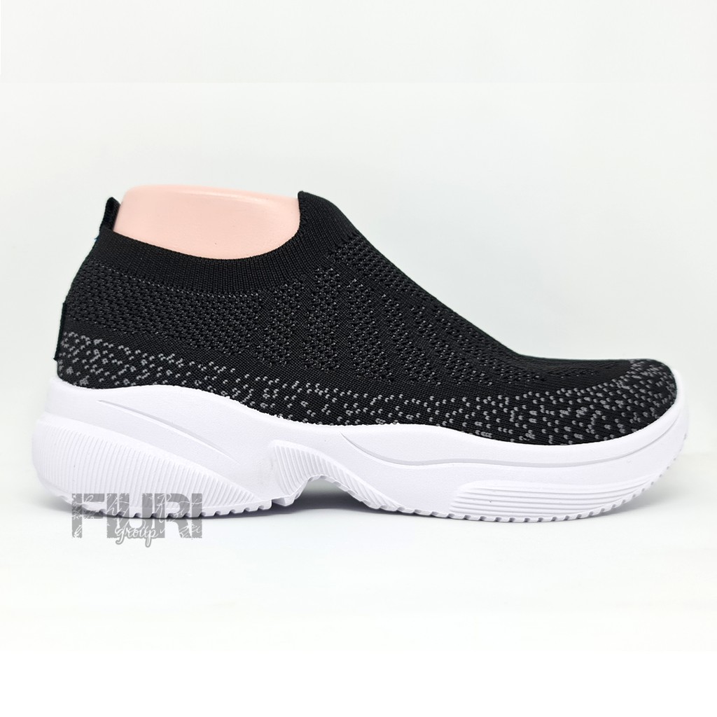 FIURI - Ando Original - NAOMI 37-40 HITAM PUTIH - Sepatu Kets Wanita - Sepatu Sneakers Wanita - Sepatu Olahraga Sport Wanita - Sepatu Casual - Sepatu Jogging Lari Fitness Gym Senam Wanita - Sepatu Sekolah Bertali SD SMP SMA-2
