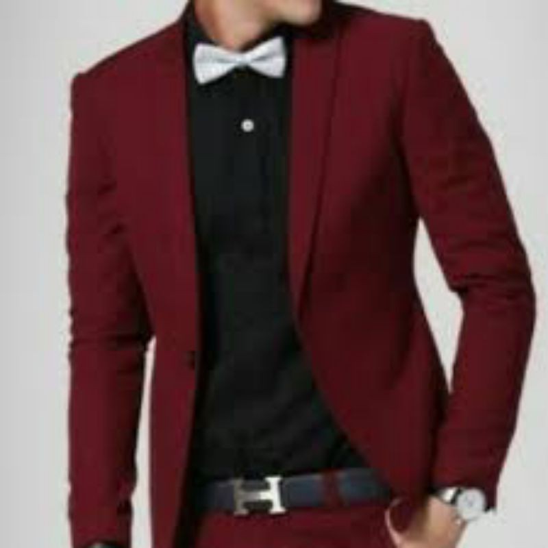 SETELAN JAS PRIA MAROON KEREN