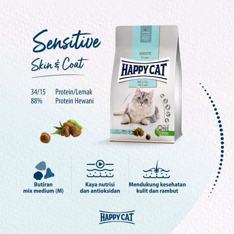 Happy Cat Sensitive Skin Coat 1.3kg Freshpack Adult Sensitive Skin