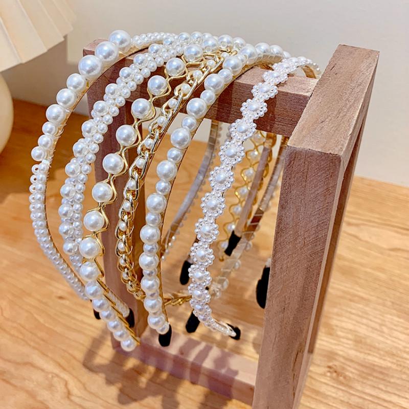 Bando Aksen Mutiara Imitasi simple Ala Korea Untuk Wanita