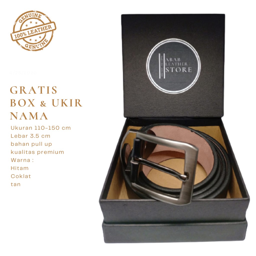 SABUK PRIA KULIT ASLI HITAM GESPER KULIT ASLI IKAT PINGGANG KULIT ASLI -  FREE UKIR / GRAFIR NAMA