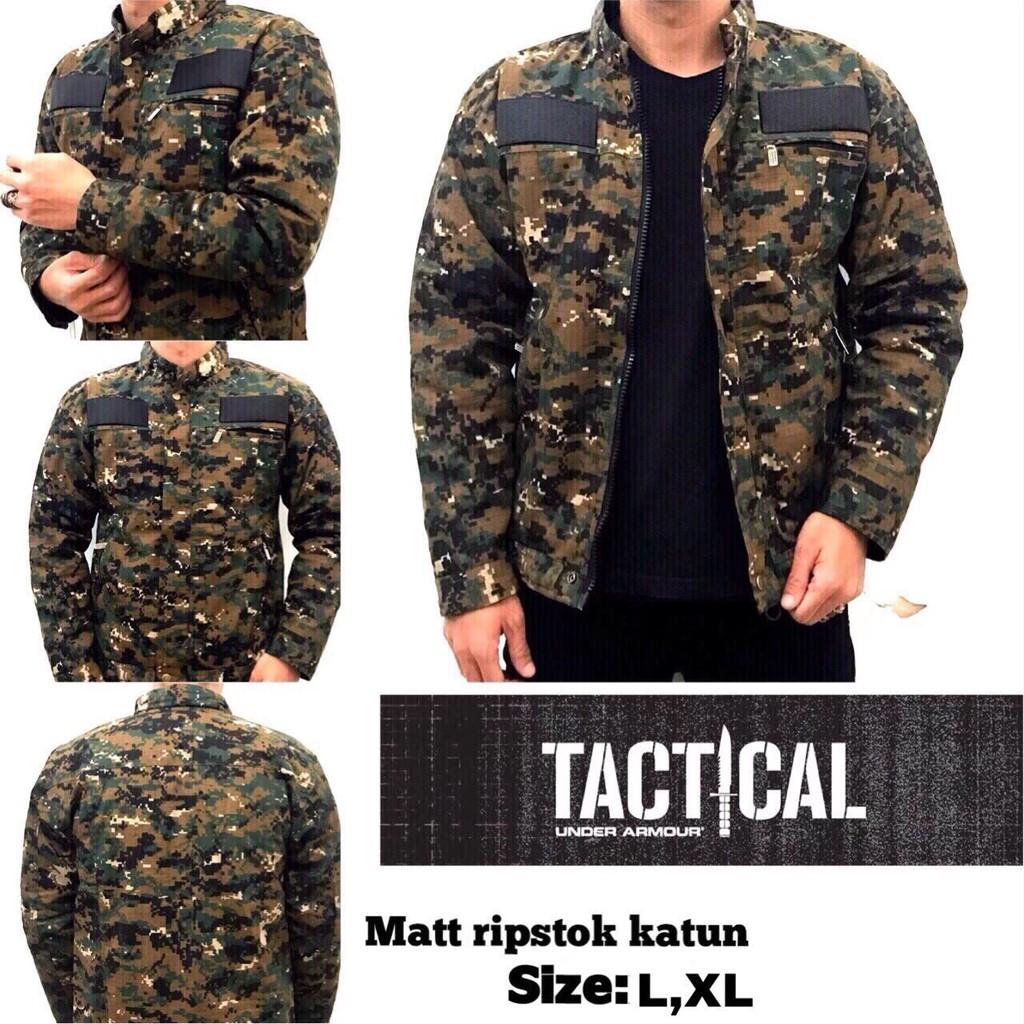 Ready, Jaket Pria Cowok Laki Laki Motif Army Tentara Loreng Cbr Six ST 313 / Jaket Lapangan