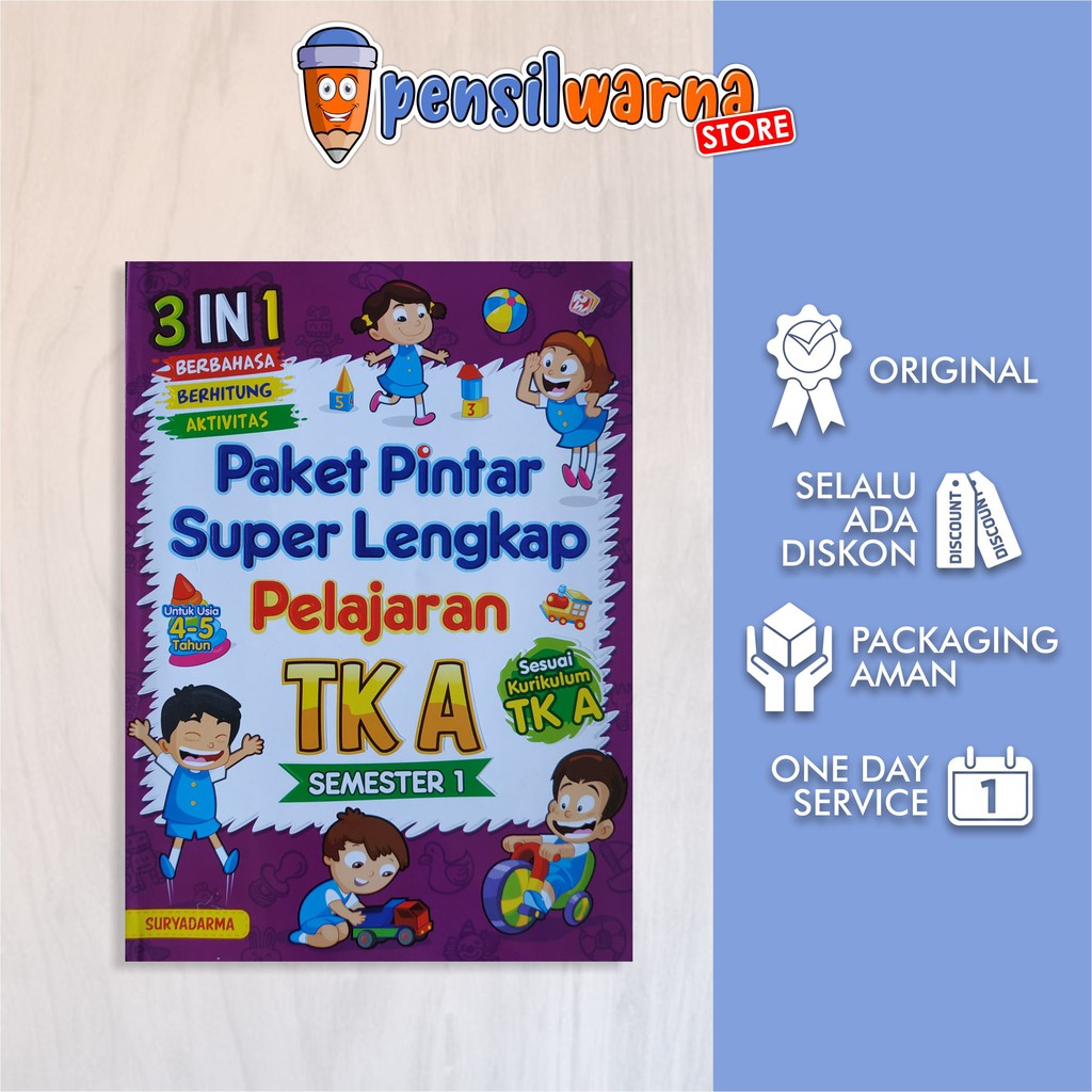 BUKU PAKET BELAJAR ANAK PAUD & TK : Paket Pintar Super Lengkap Pelajaran TK A Semester 1