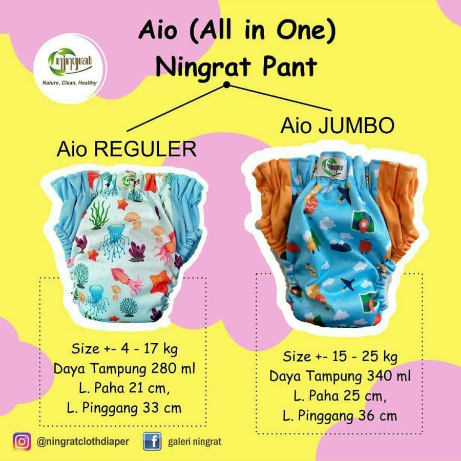 Clodi Bayi Ningrat AIO Reguler (5 -17 Kg) dan Aio Jumbo (15-25kg)