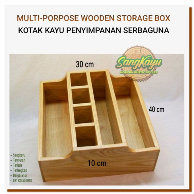 Tempat penyimpanan serbaguna kayu wooden storage box tempat kosmetik