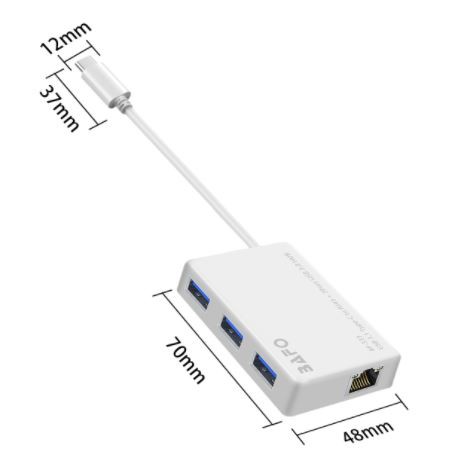 Type-c to usb 3.0 hub 3 port with rj45 lan gigabit Bafo 5Gbps 4in1 for pc laptop phone high bf-333