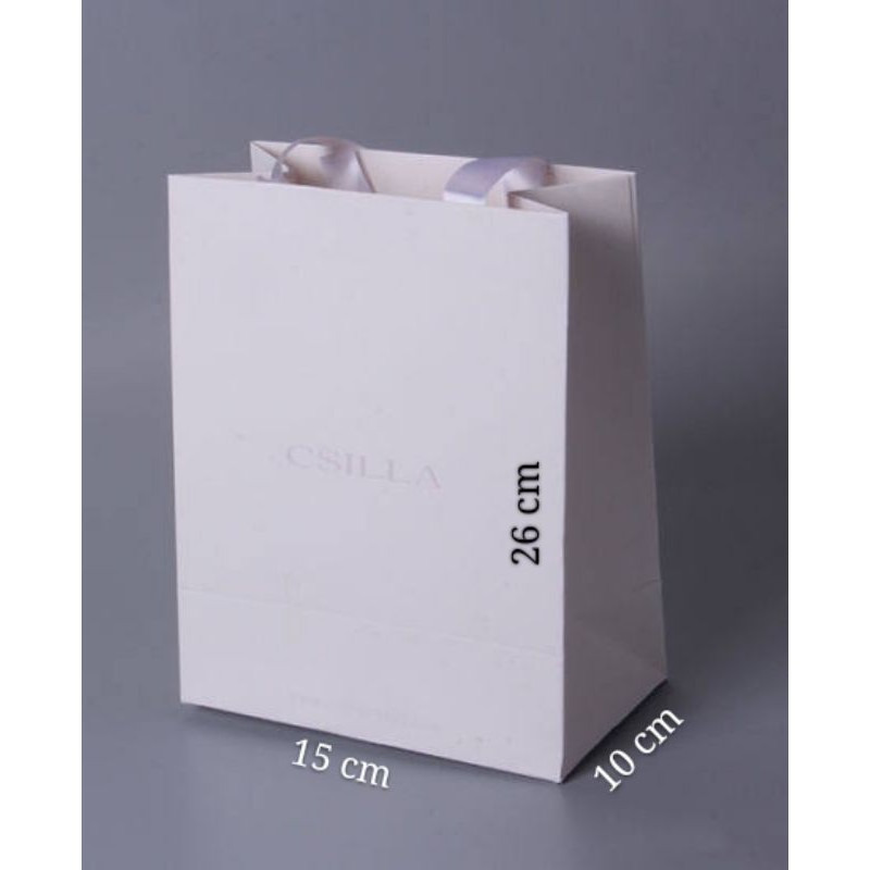 

SPECIALY PAPERBAG PEARL WHITE GLORY 15 X 10 X 26 cm ( doff luar dalam )