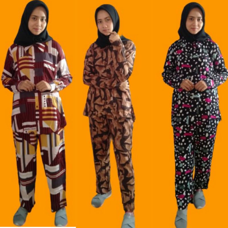 PIYAMA | pajamas katun rayon | piyama rayon | one set rayon viscose | setelan wanita | khayra