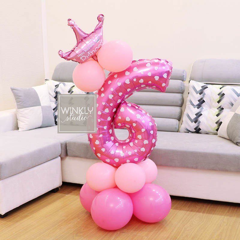 Balon Angka 100cm Warna Pink