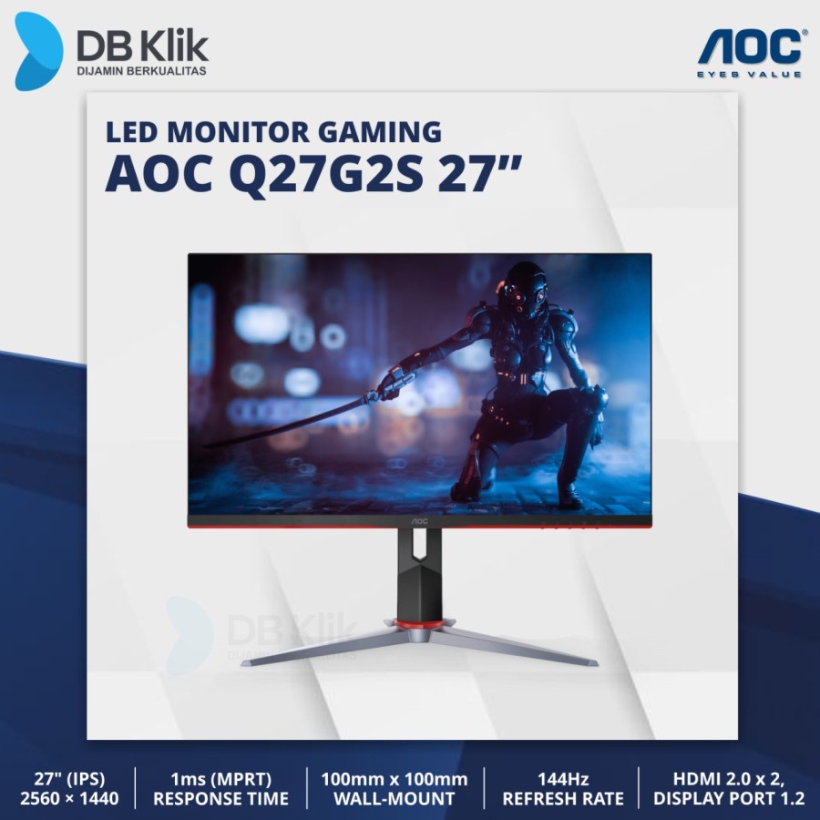 LED Monitor AOC Q27G2S 27 Inch IPS 155Hz QHD HDMI DP - AOC Q27G2S/70