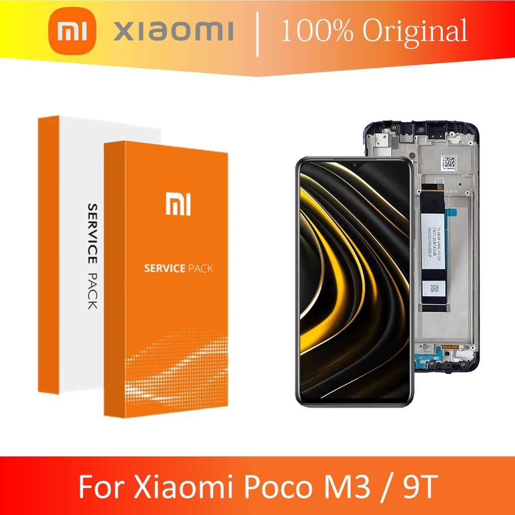 [ CHECK.ID ] LCD + FRAME XIAOMI POCOPHONE POCO M3 / REDMI 9T ORIGINAL SERVICE PRODUCT