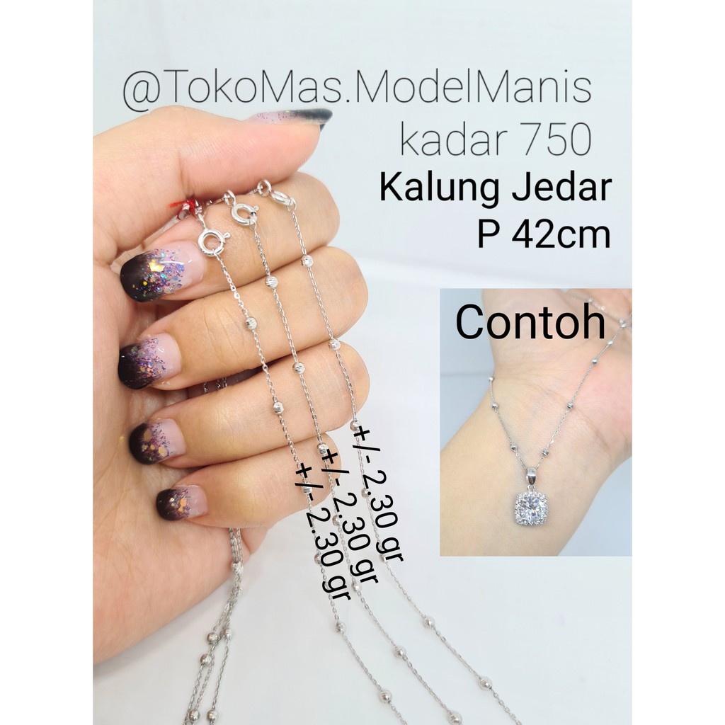Kalung Jedar UBS emas putih kadar 750