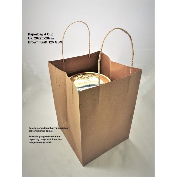 

BISA COD PB 15pcs Paperbag Coklat 4cup 20x20x28 Tali kertas 125gsm TERMURAH