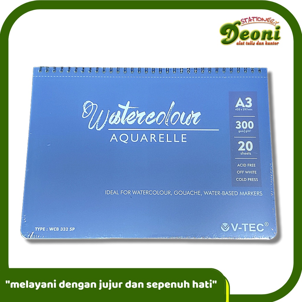 

V-TEC A3 Water Colour Book 300Gsm 20 Lembar