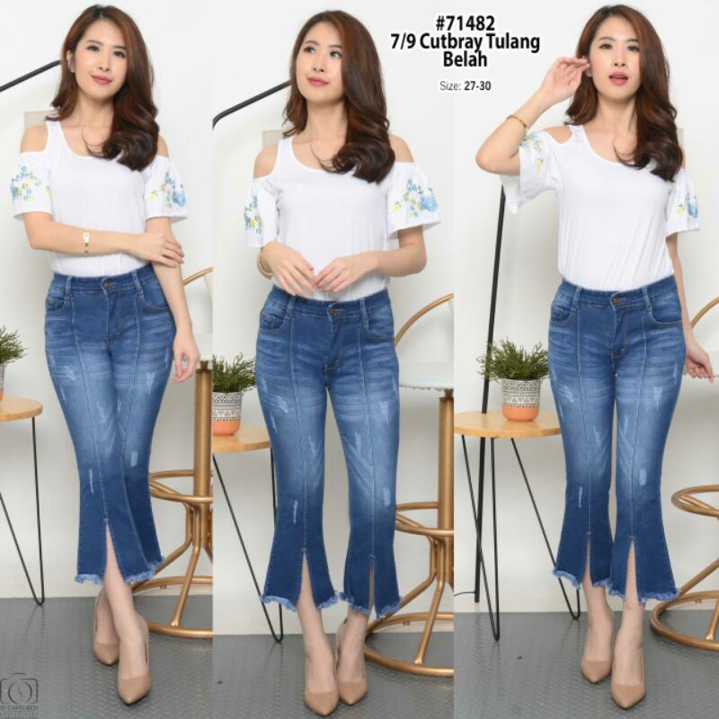 ARE_Celana Jeans Wanita/Cewek Cutbray Tulang Belah 7/9 Kaki Rawis Model Terbaru Best Seller