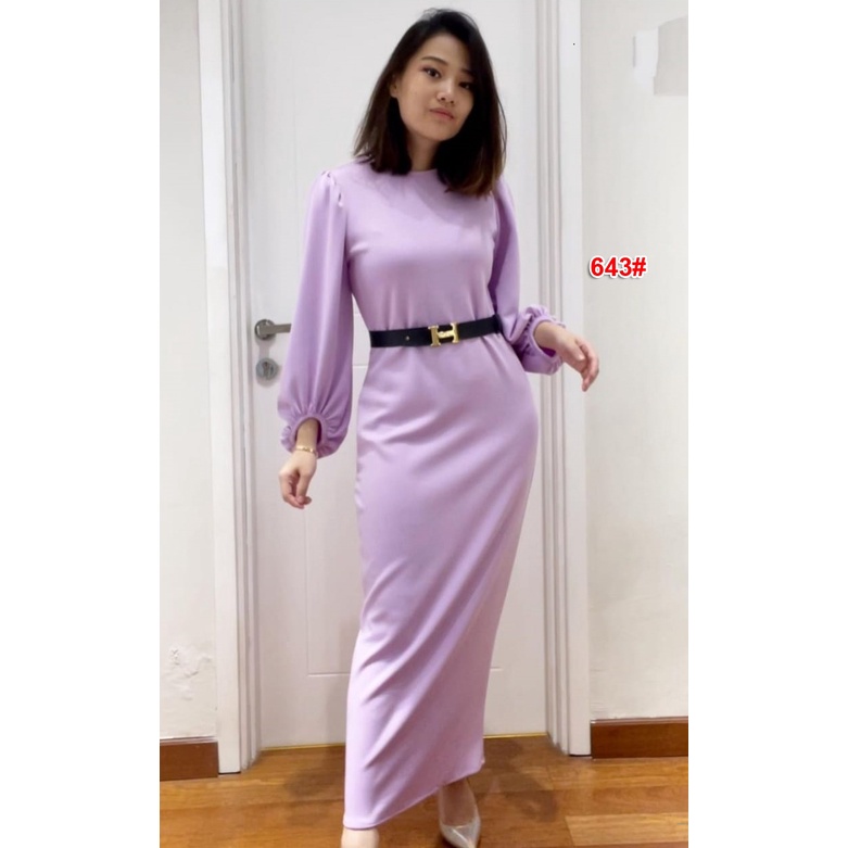 Maxi Scuba 643#/longdress muslim scuba full + belt H hitam/ Fashion Wanita/ OOTD Cewek Murah