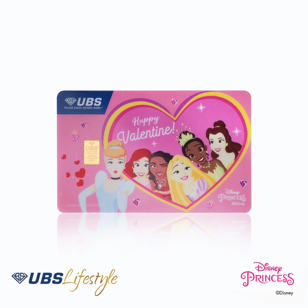 LM UBS Disney Princess 0.25 gram Happy Valentine | UBS Card Press Gift Series Logam Mulia Emas 24 Ka