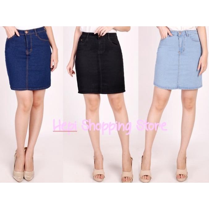 Rok Pendek Span Jeans / Skirt Jeans / Rok Span Wanita Size 27 - 30