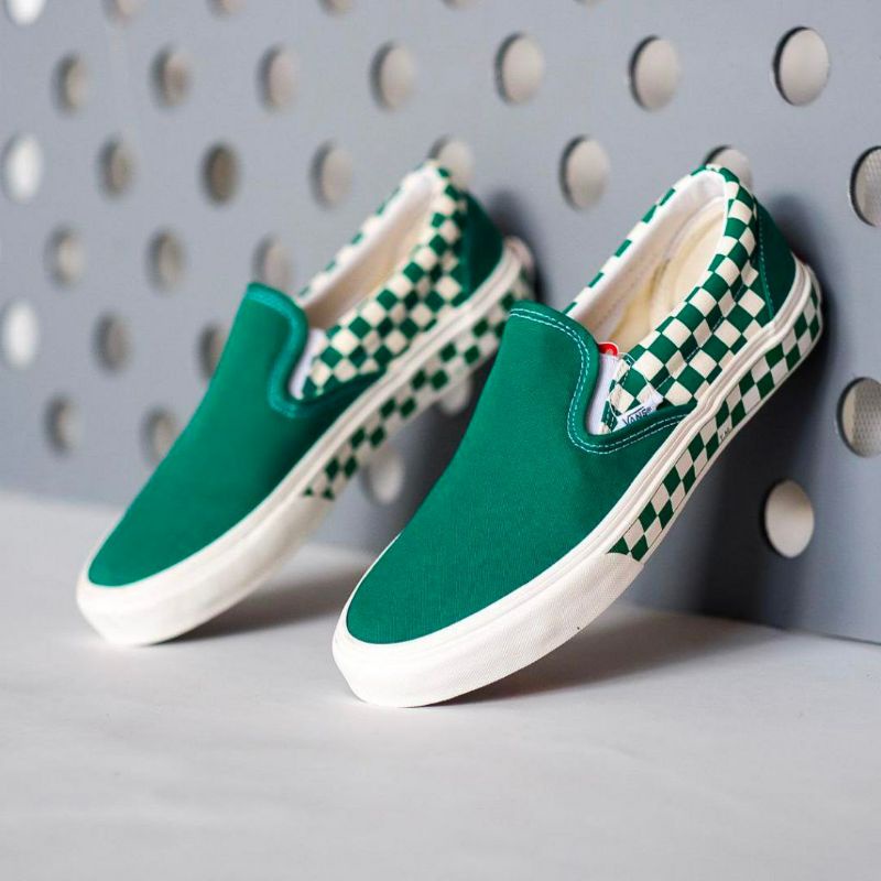 Vans Slip On Checkerboard SideWall Ultramar “ Green/White