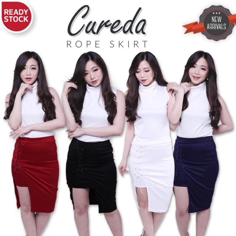 Rok Mini Sepan Bodycon Wanita Kekinian Korean Style Cureda Rope Skirt