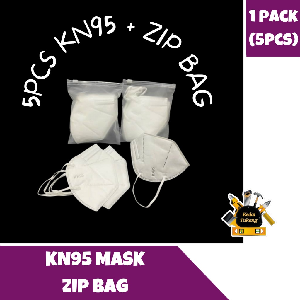 KEDAI TUKANG - 5pcs Masker Dewasa KN95 Zip Bag EVO Earloop KN 95 5ply Disposable Mask