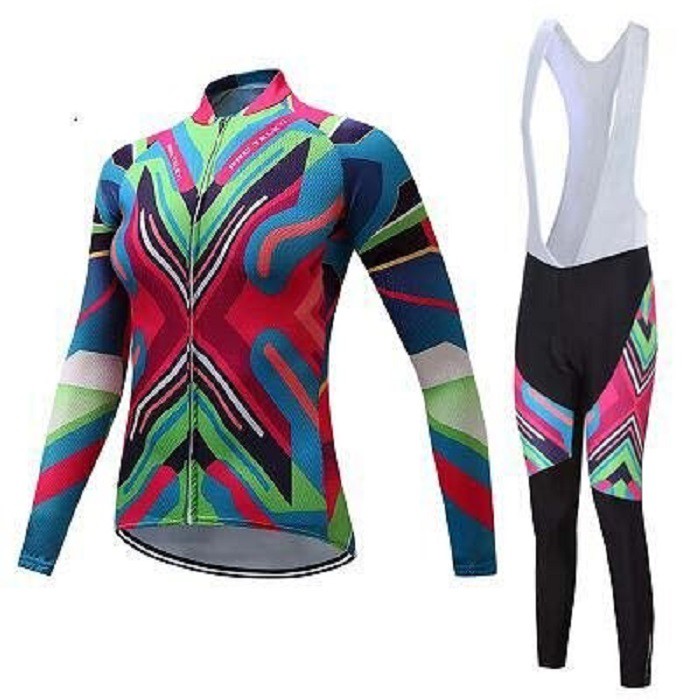 CYCLING SET JERSEY SEPEDA BIB LENGAN CELANA PANJANG WOMAN WANITA BAJU - GREEN